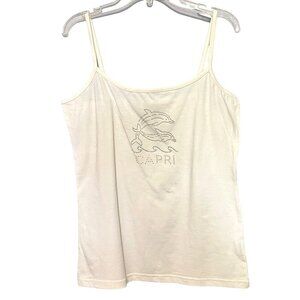 Top Line Lemon Capri Beaded White‎ Tank Top Women’s Size Large NWOT
